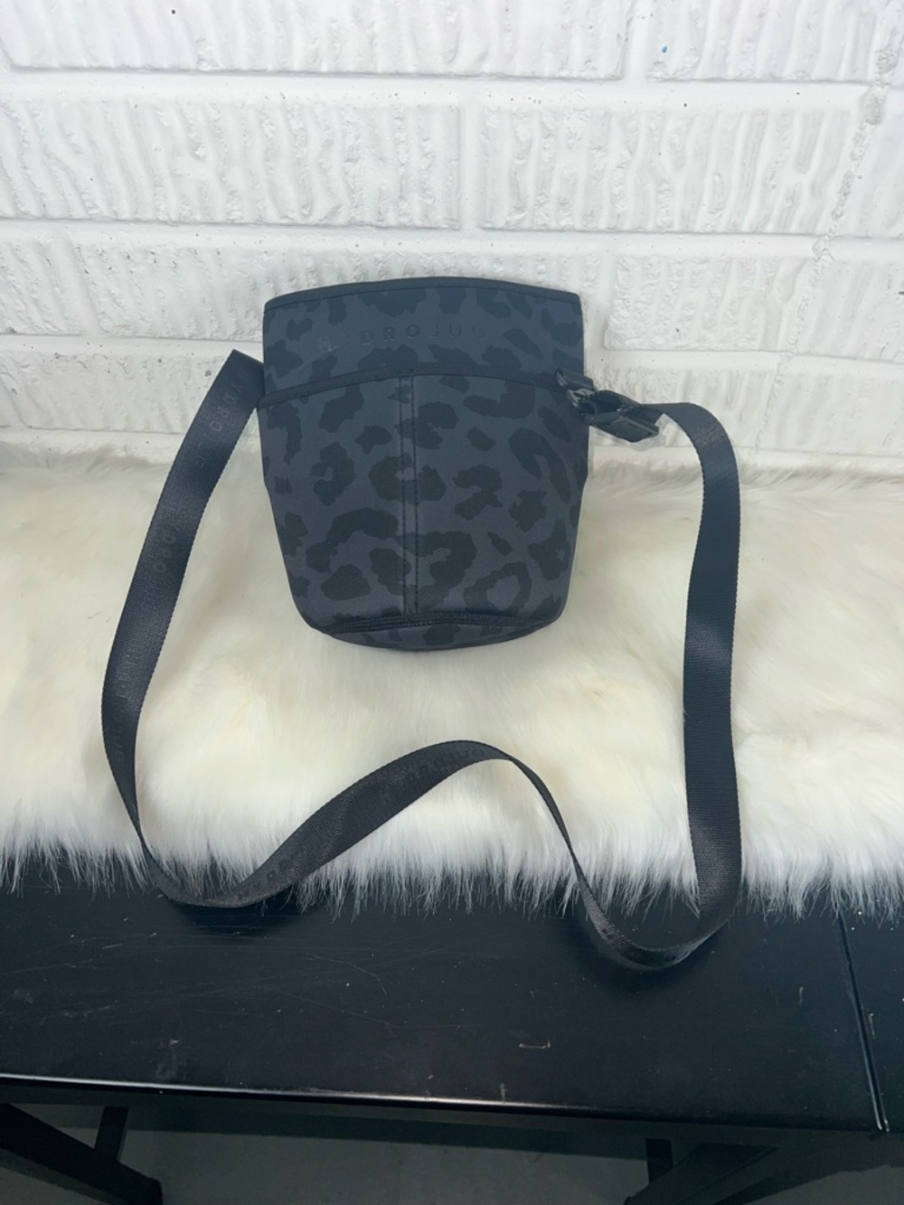 Hydrojug Black Leopard-Print Crossbody Bag